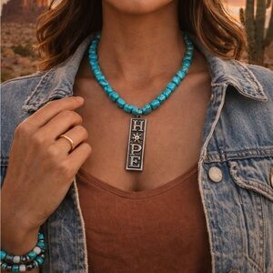 paparazzi Turquoise Beaded HOPE Pendant Necklace